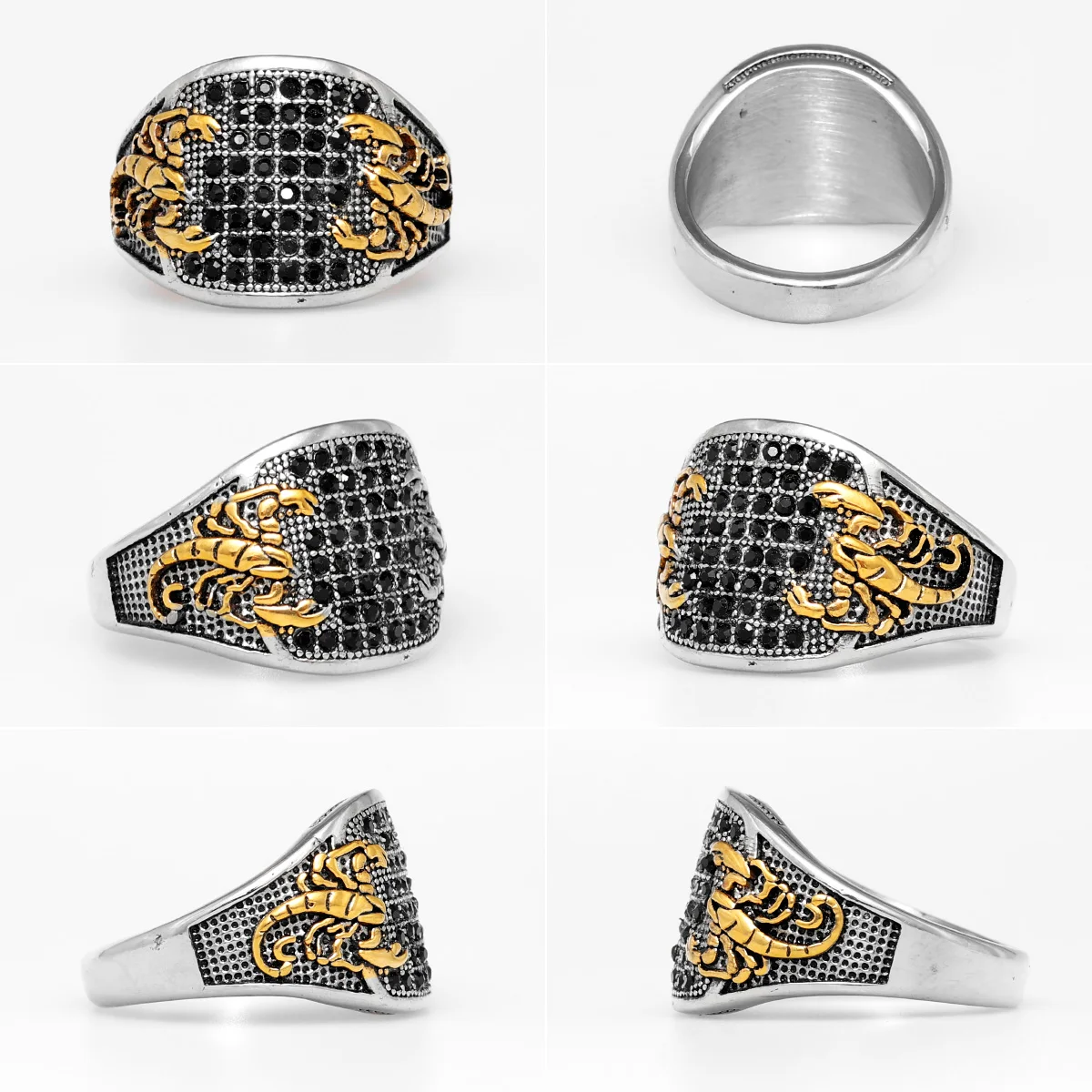Stainless Steel Rings Scorpion Inlaid Gemstones Trendy Men Cool Rhinestone Ring for Friend Boyfriend Jewelry Best Gift Wholesale