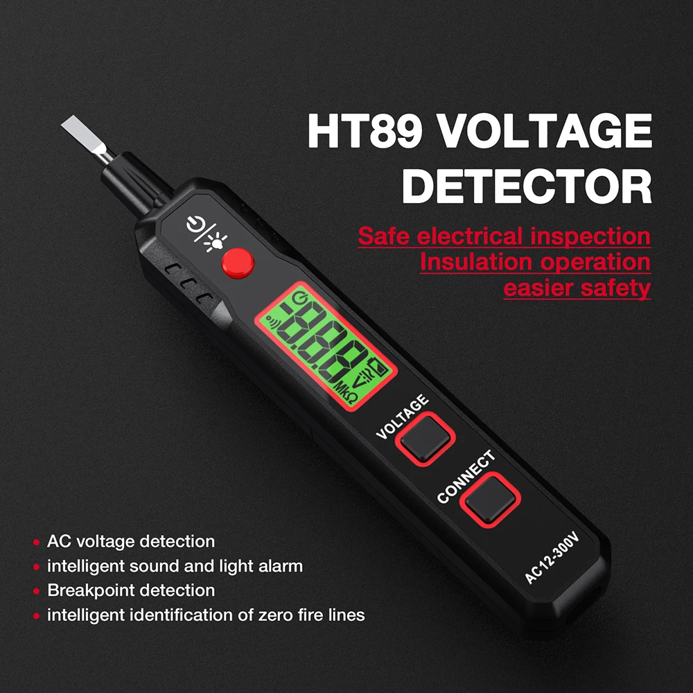 HT89 Voltage Detector Pen Electric Adjustable Non-contact Circuit 300V Sensitivity Adjustable AC Voltage Backlight Tester