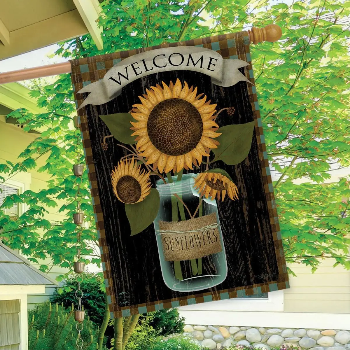 Sunflower Jar Spring House Flag 40