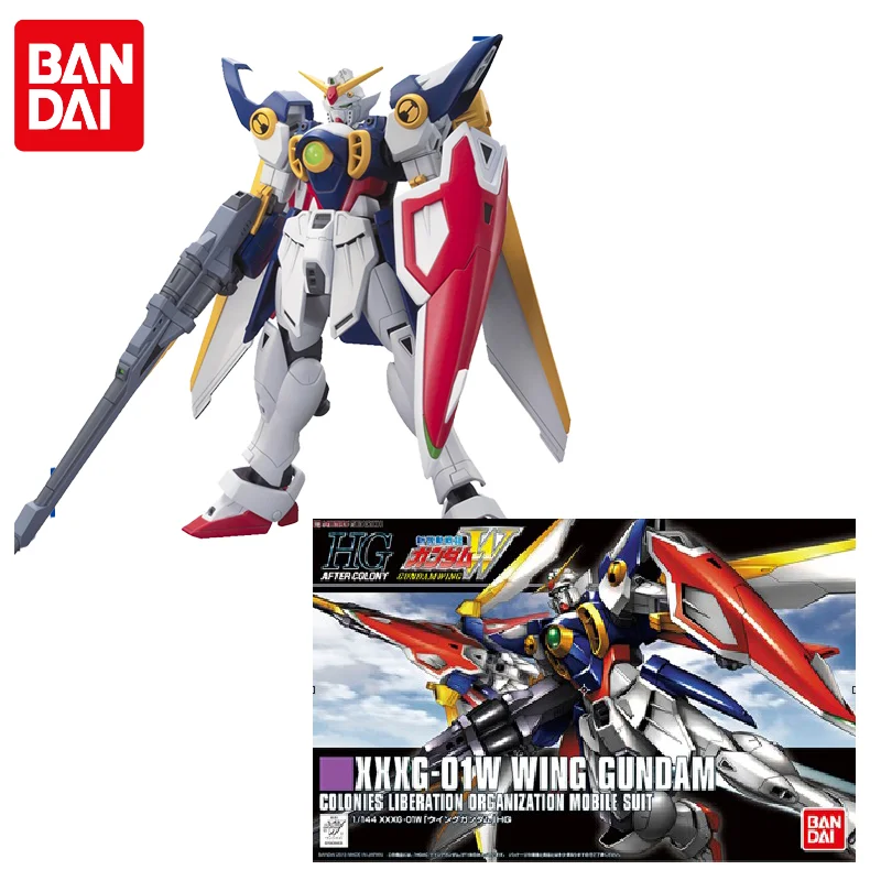 Original Bandai Gundam Anime Figure HG 1/144 XXXG-01W WING GUNDAM Assembly Model Anime Action Figures Toys for Children 14cm