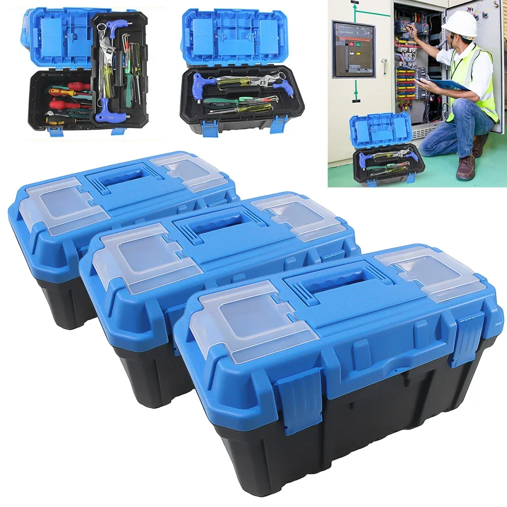 Plastic Tool Box Electrician Work Empty Toolbox Large-capacity Portable Tool Organizer Shockproof Toolbox Organizer Double Layer