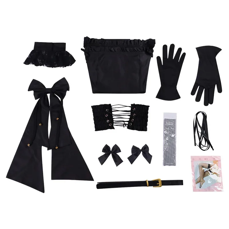 DY20Cosplay Grok AI Ani コスプレ衣装 ダークサイバー GF コスプレ: Grok's Ani ゴシック AI コンパニオン オブシディアン コスチューム グローブ ストッキング