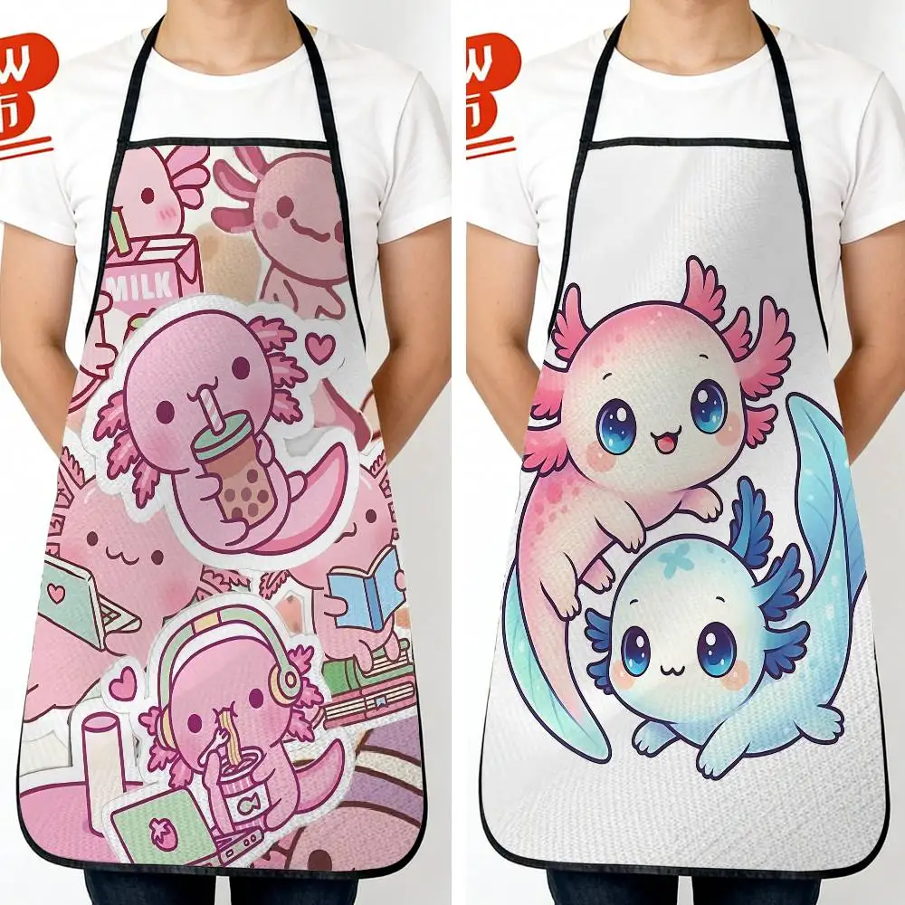 

Cartoon cute pink Axolotl New Fashion Kitchen Aprons for Woman Men Chef Work Apron for Grill Restaurant Bar Shop Cafes Beauty