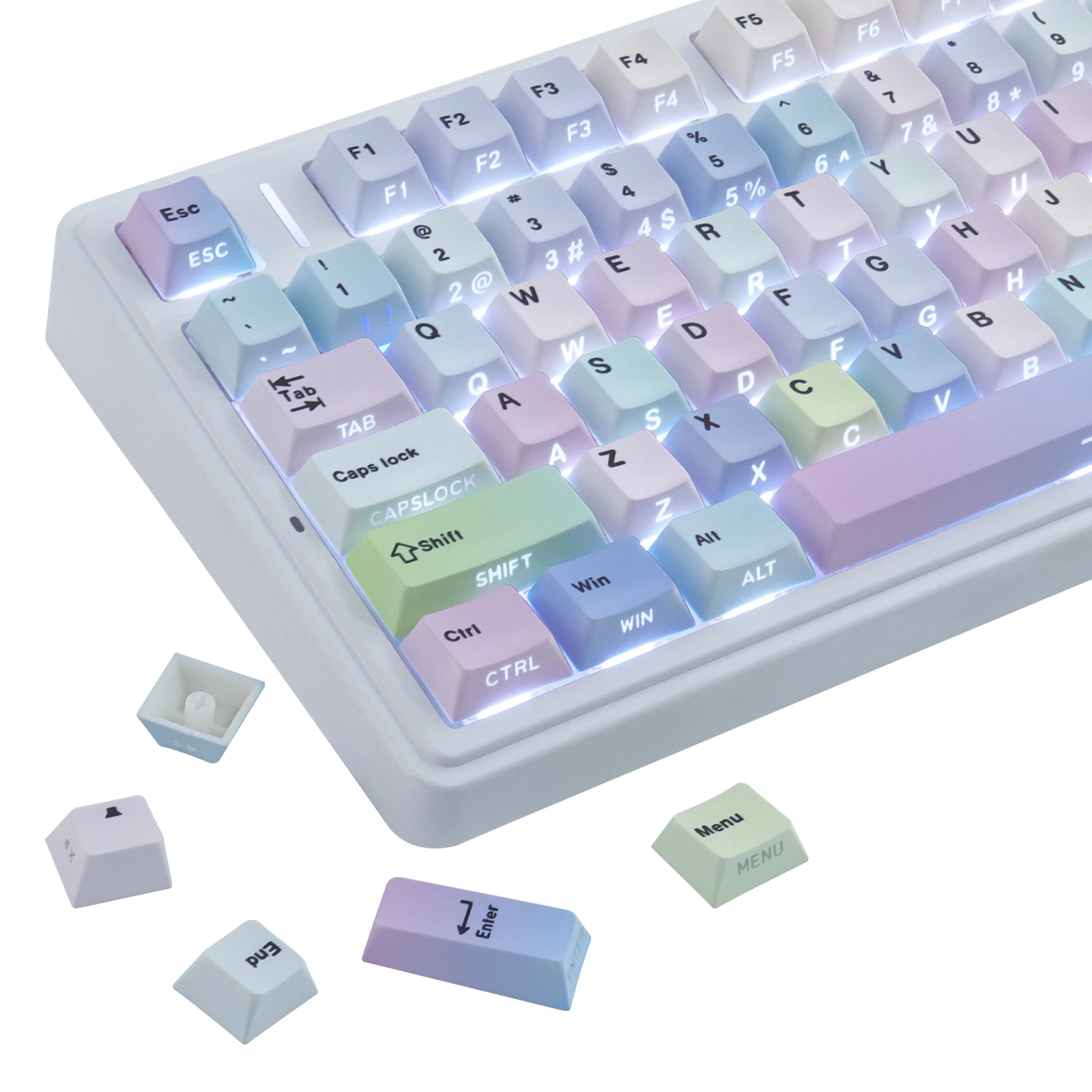 

133-клавишные колпачки для клавиш Bubble PBT, сублимированные и полупрозрачные колпачки для клавиш с боковой гравировкой, вишневый профиль для механической клавиатуры