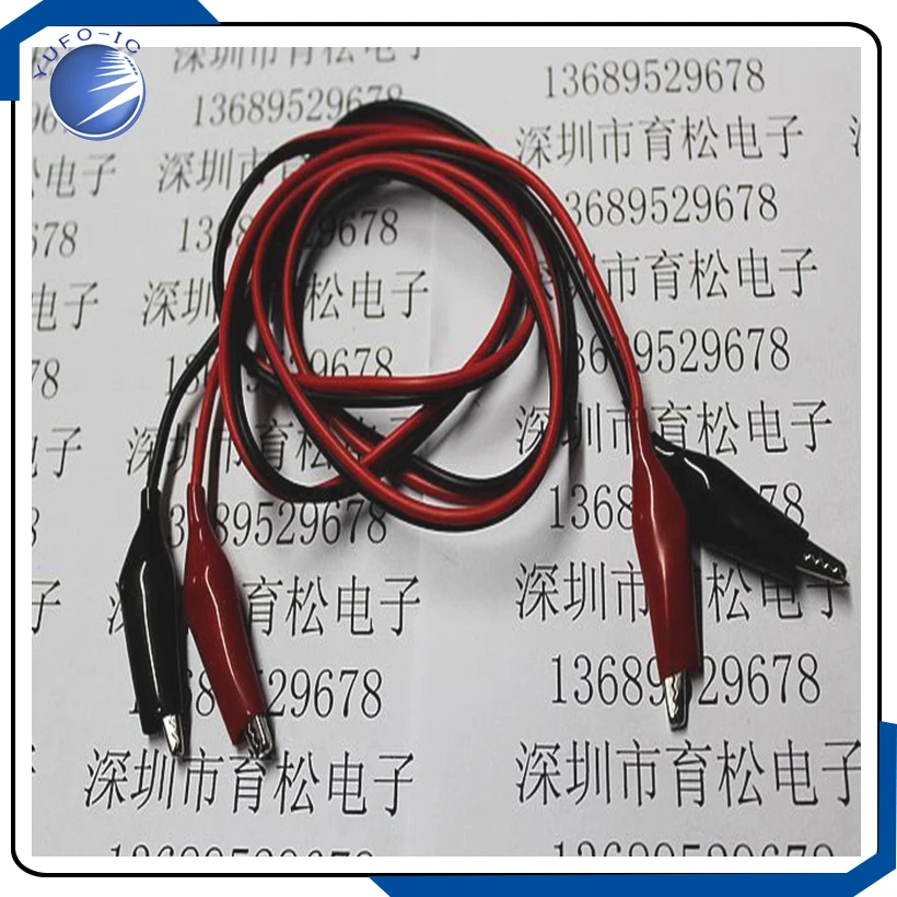 2 PÇS/LOTE (1 par) clipe de jacaré de duas cabeças cabo de teste fio/cabo clipe de jacaré 2 clipe de fio