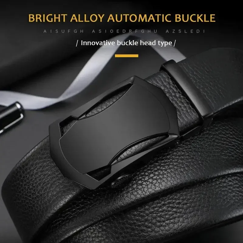 Mens Leather Belt Automatic Genuine Leather Belts Top Quality Cow Strap Adjustable Belts Jeans Belt for Men Gifts 115 125 130cm