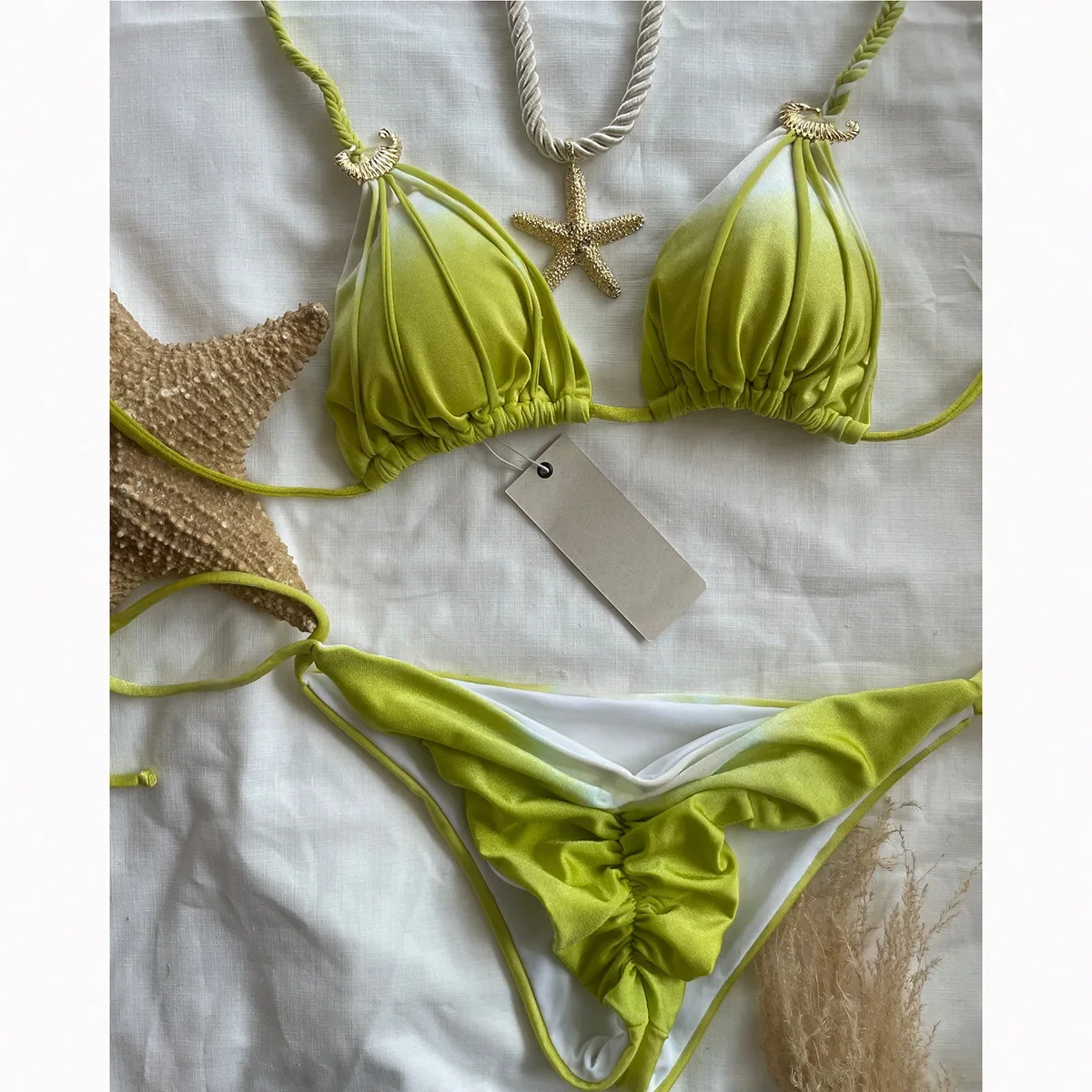 

2025 Summer New Bikini Sexy Tie Dye Split Swimwear Women Swimwear