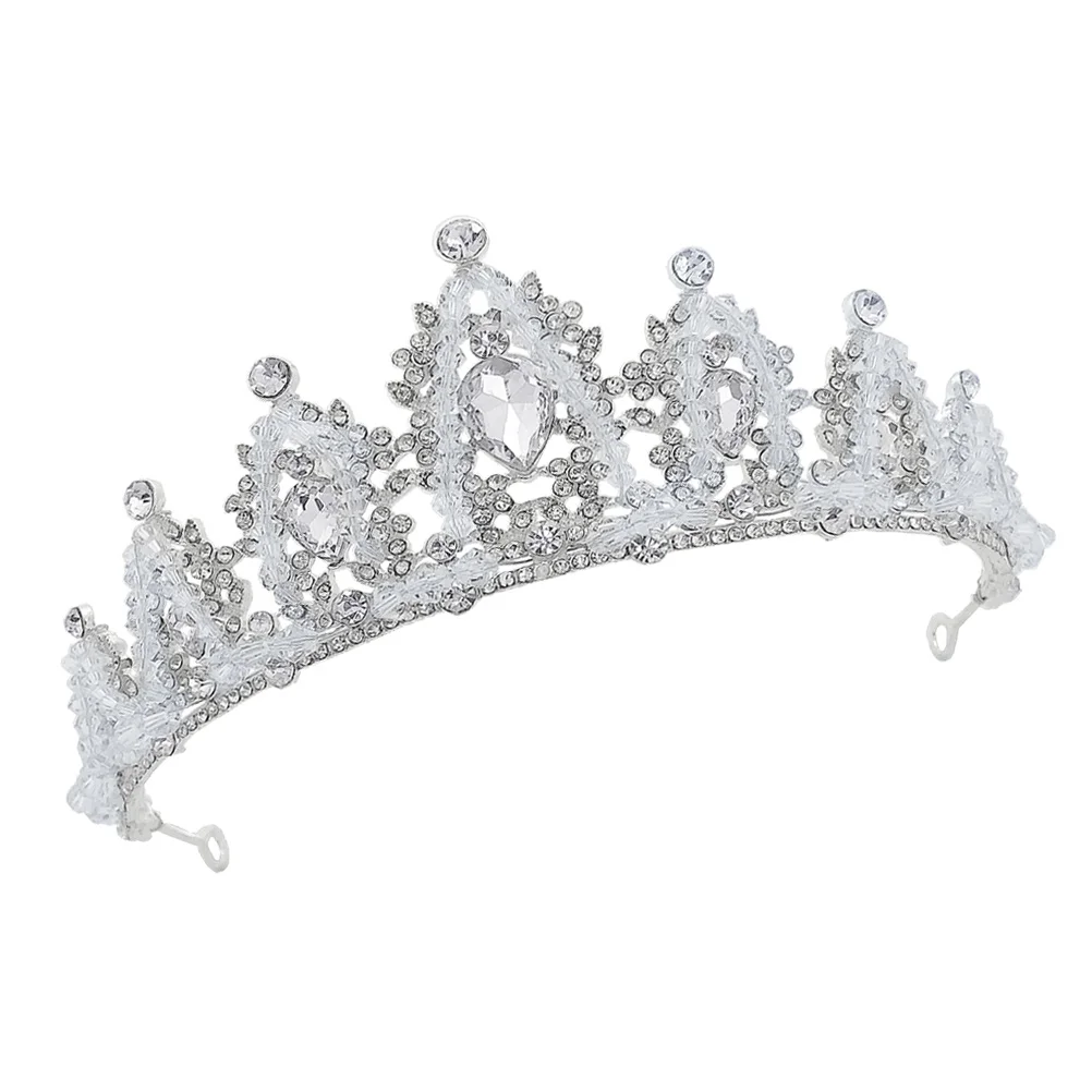 

1 pc Rhinestone Crown Headband High-End Jewelry Elegant Lightweight Comfortable Silver Girl Princess Hair Accessory