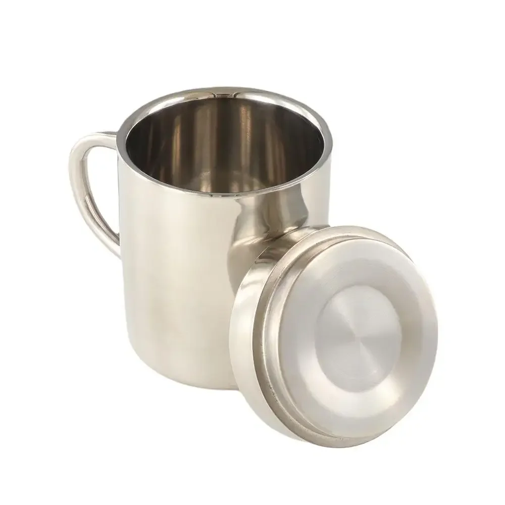 BPA-freie Kaffeetasse aus Edelstahl mit doppeltem Wandgriff, Trinkwasserbecher, spülmaschinenfest, bruchsicher, Teetasse für Zuhause