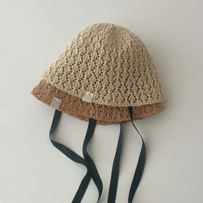 1-7Y Newborn Baby Girls Boys Kids Lace Trap Hats Princess Summer Bucket Straw Sun Hat Cap