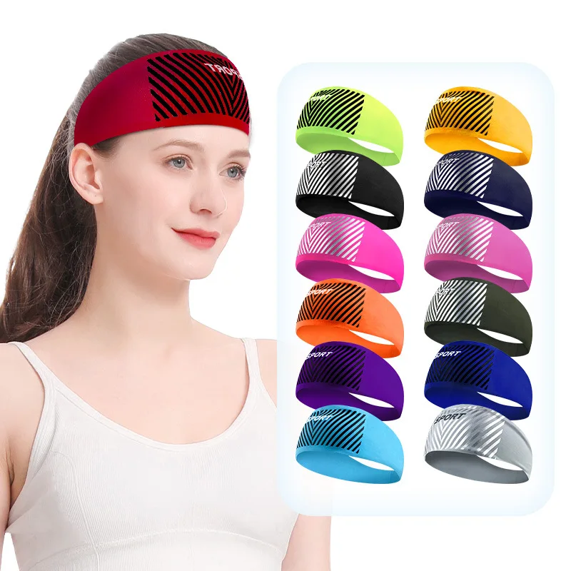 6-Farbiges Breites Yoga-Stirnband Trainings-Sport-Schweißband Haarbänder für Basketball Fußball Tennis Laufen Fitness Kopfbedeckung mit Eigenem Logo