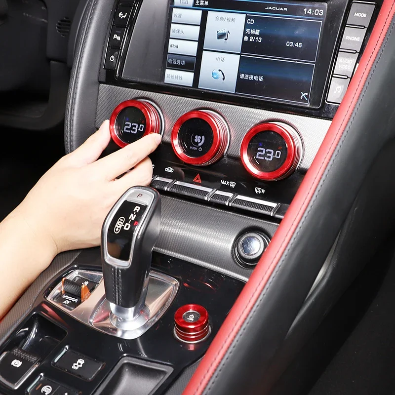 

For Jaguar F-TYPE 2013-22 Aluminum Alloy Silver Car Air Condition Knob Audio Volume Control Button Trim Cover Car Accessories