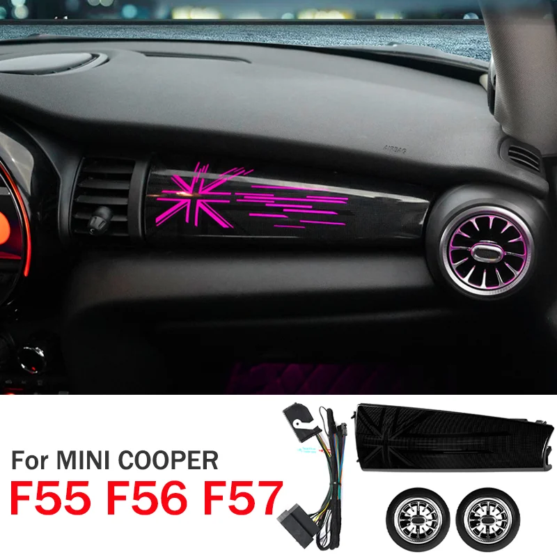 For MINI COOPER F55 F56 F57 LED Dashboard Decoration Trim Atmosphere Light Air Vent Ring Lamps