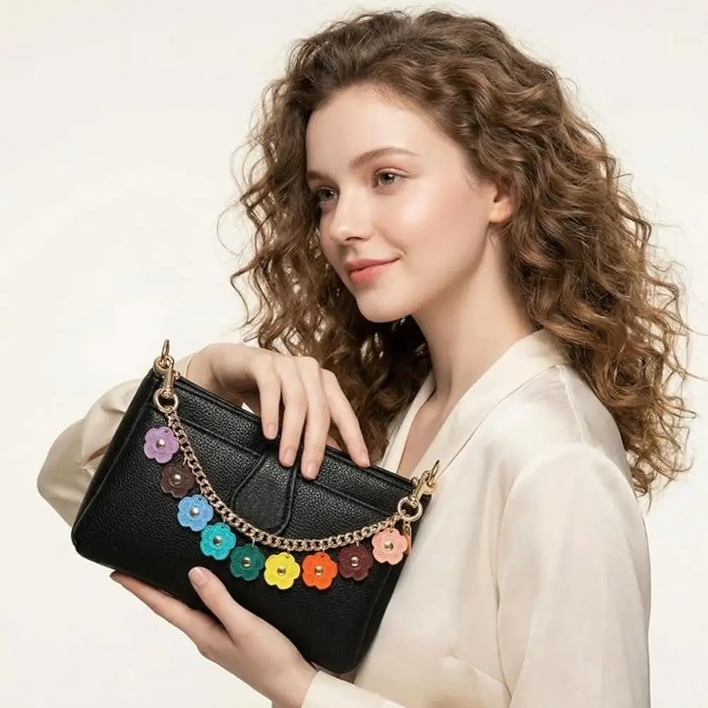 Fashion Colorful Flower Bag Chain Charm DIY Bag Accessories Wallet Chain Charm Metal Bag Strap Extender Chain Keychain & Charms