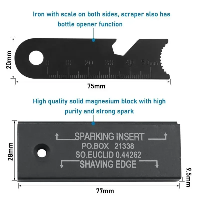 New Wilderness Survival Portable Flint Kit - Magnesium Fire Starter Stick with Wooden Handle for Camping Outdoor Equipment Tool