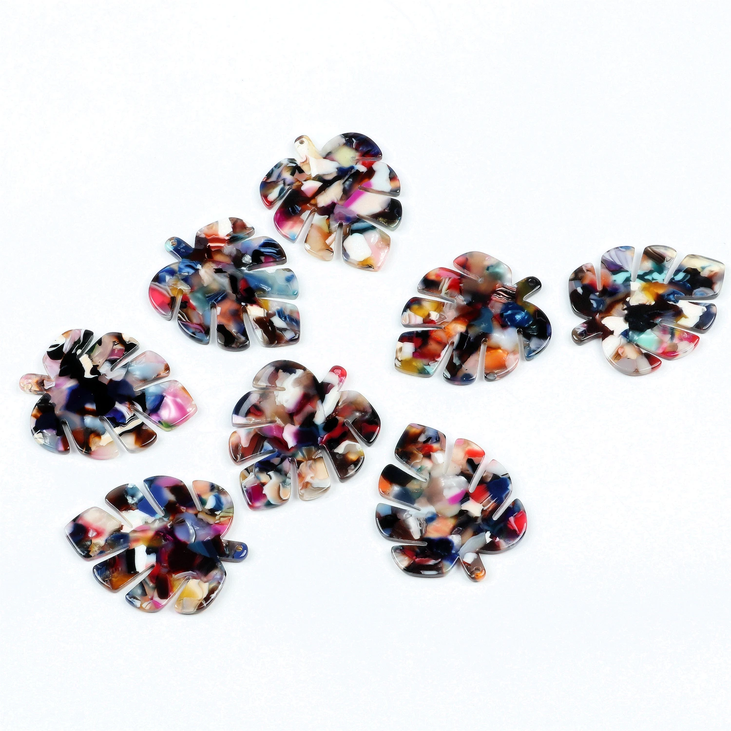 Acetat-Acryl-Anhänger, Schildpatt-Charms, große Monstera-Blatt-Form, Boho-Schmuck, Ohrringteile, Ohrring-Zubehör – Detail 9