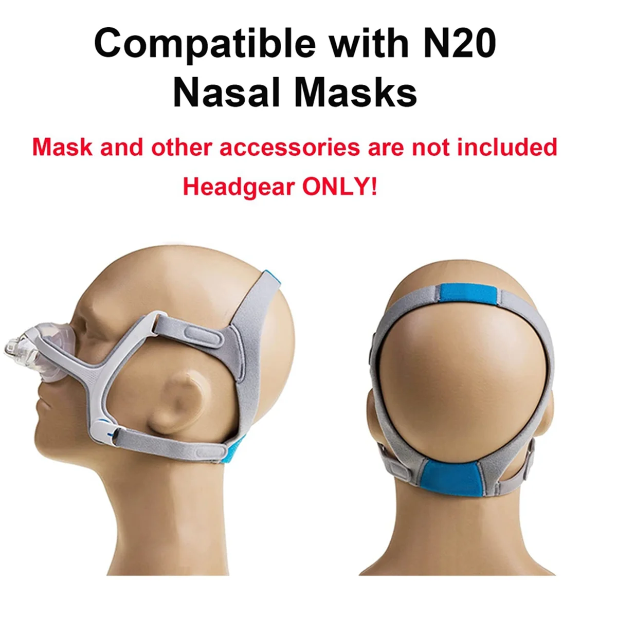 AT53 2-Pack Replacement Headgear Strap for N20 Nasal Pillow CPAP Mask, CPAP Headgear Compatible with N20, Adjustable Headband