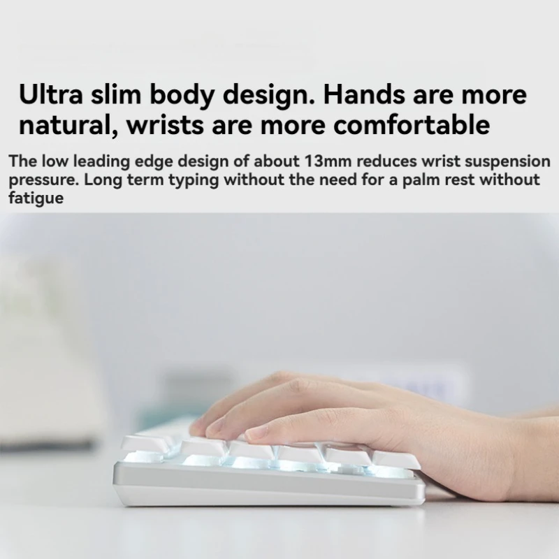 Work100 Low Profile Mechanical Keyboard Customized Tri-mode Hot Swap RGB Wireless 104keys Ergonomic Game Mechanical Keyboard