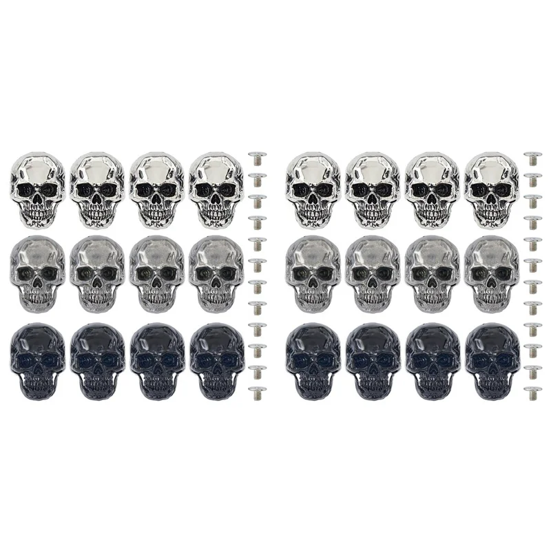 

CYL-24 шт., 3 цвета, череп из сплава, заклепка, череп, кончос, кожаный череп с завинчивающейся крышкой для панка, сделай сам, ремесленное украшение