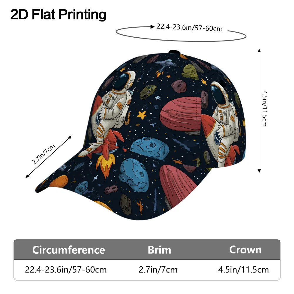 Unisex Space Adventure Astronaut Fully Printed Baseball Cap Is Lightweight Comfortable and Hand Washable Featuring an Adjustable