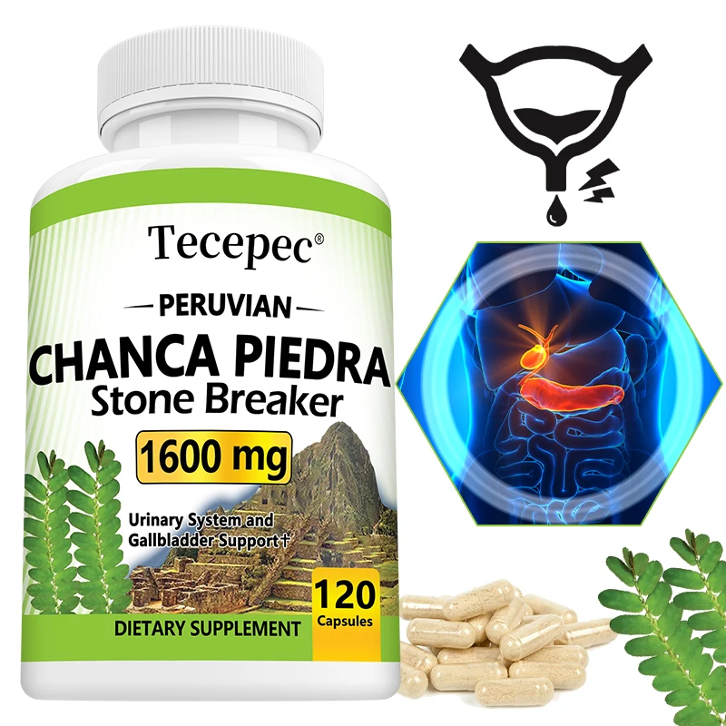 Chanca Piedra 1600 Mg - Kidney Stone Crusher, Urinary Tract Support, Liver Health, Promote Metabolism, Non-GMO, 120 Capsules