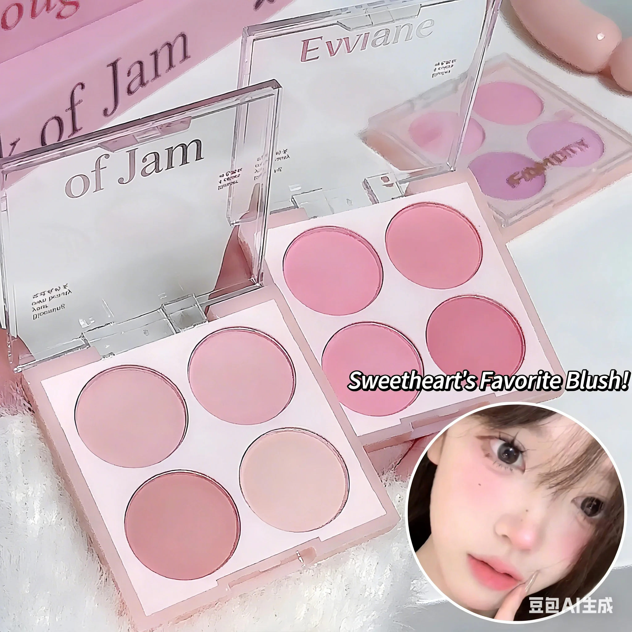 4 Farben Mattes Rouge-Puder-Set - Süße Warme Töne Gesichts-Make-up Wangenaufheller Kosmetischer Illuminator für Verbesserte Gesichtsschönheit