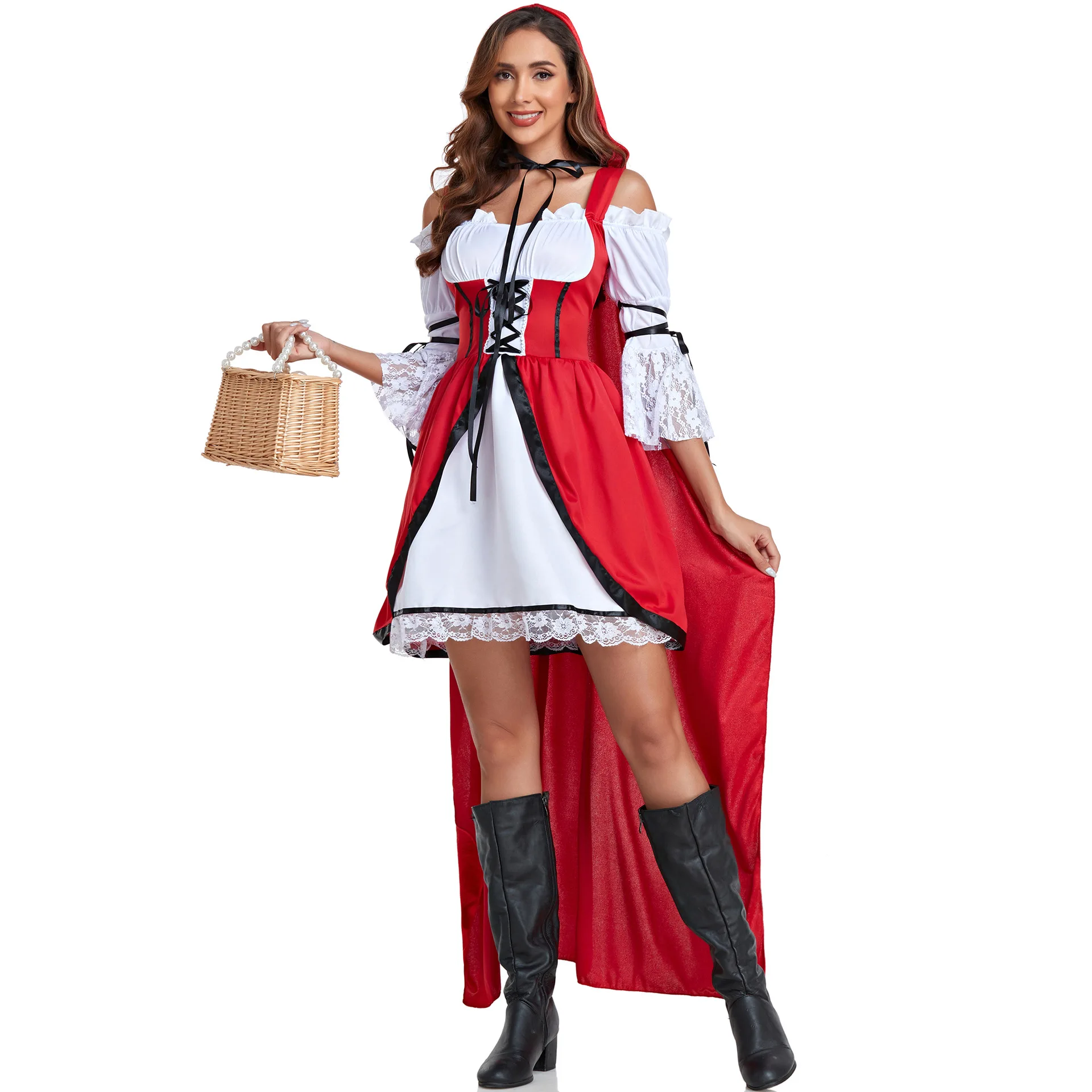MXL New loween Wolf andmother Red Riding Hood Costume Cloak Fairy T Theme Activi Performance Women's Ethnic Stage C...