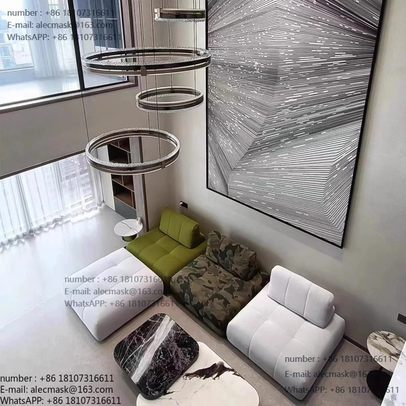 

Sofa log wind fabric sofa Internet celebrity design model size apartment leisure module free combination