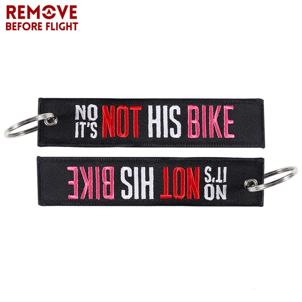 1 PC Motorcycle Keychain Jewelry Embroidery IT\'S NOT HIS BIKE Car Key Ring Chain for Women Gifts Luggage Tags Pink Key Chians