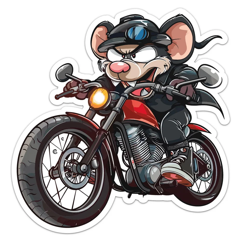Biker Mouse Racing Animal Vinyl Car Sticker Self Adhesive Decal for Car Window and Laptop Novelty Auto Decor