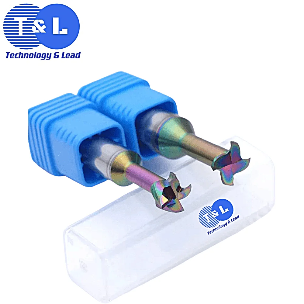 T & L HRC50 다채로운 코팅 텅스텐 스틸 카바이드 알루미늄 T자형 밀링 커터, CNC 기계 가공 도구, 4 플루트