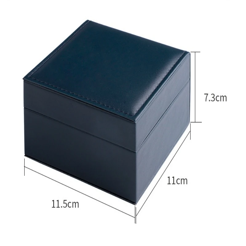 Caja de reloj de cuero PU azul, caja interior blanca, 1 piezas, logotipo personalizado gratis, antipresión, resistente a los golpes, embalaje de almacenamiento, venta al por mayor