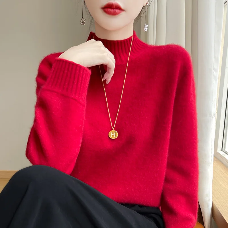 Cashmere sweater Women Half Turtleneck Seven needle thickening Sweater Pullovers Cashmere Soft Sweaters Women 2024 Autumn Winter