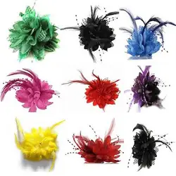 Fashion Flower Feather Bead Corsage Hairband Pin Wedding Headwear Decor Gift For Women