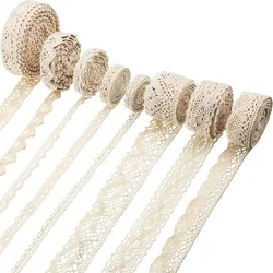 5Yards Cotton Lace Trim Ribbon Vintage White Beige Fabric Crochet Lace Wedding Decor Christmas Package DIY Sewing Craft Supplies