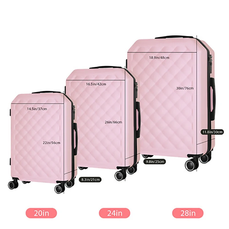 TSA koper bepergian warna bubuk matte, koper berpergian 3 buah Set, tas jinjing Gilr Pink validasi