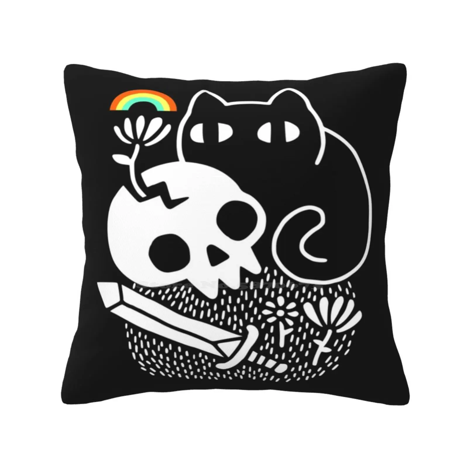 Cat & Stuff Home Sofa Car Cushion Cover Pillowcase Cats Skulls Rainbows Flowers Swords Magical Stuff Kittens Kitty Cat Meow