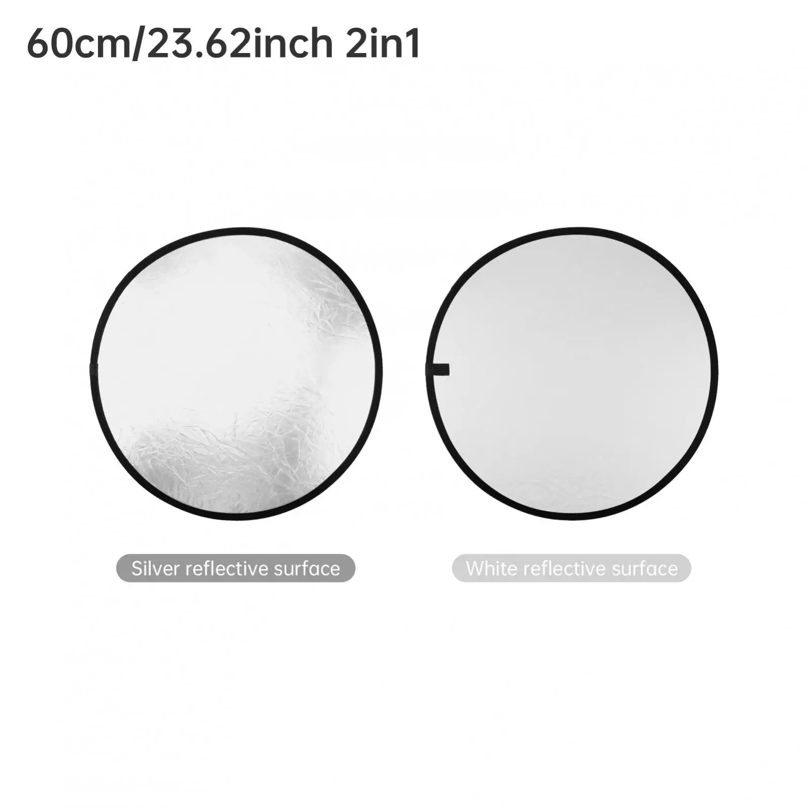 2 في 1 30 / 60 / 80 سم فضي أبيض عاكس الضوء الناشر لإضاءة التصوير الفوتوغرافي في الاستوديو / الإضاءة الخارجية مع حقيبة