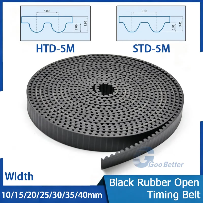 HTD-5M / STD-5M Open Synchronous belt Width 10/15/20/25/30/35/40mm Rubber fiberglass Neoprene 5M Open Belt pulley CNC