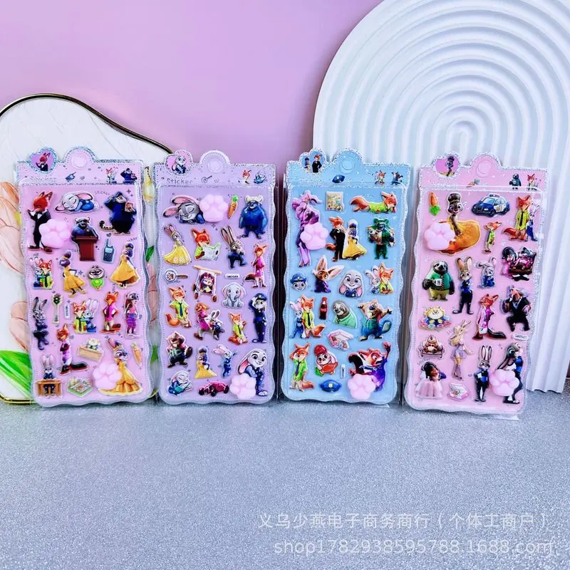 40pcs Disney Zootopia Butt Sticker Soft Pinched Buttocks Sticker Decompression 3d Bubble Sticker Phone Case Decor Stickers