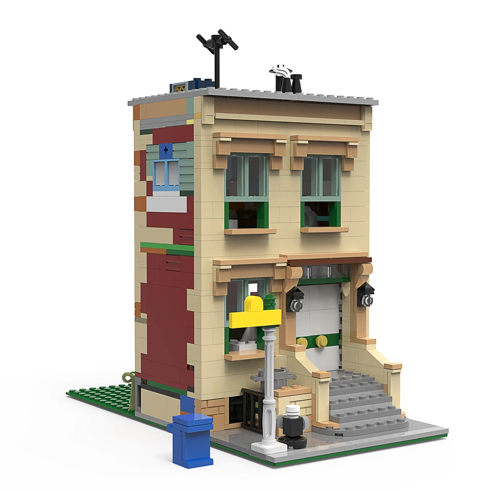 Modular Building Street with Interiors for Collection 944 Pieces MOC Build