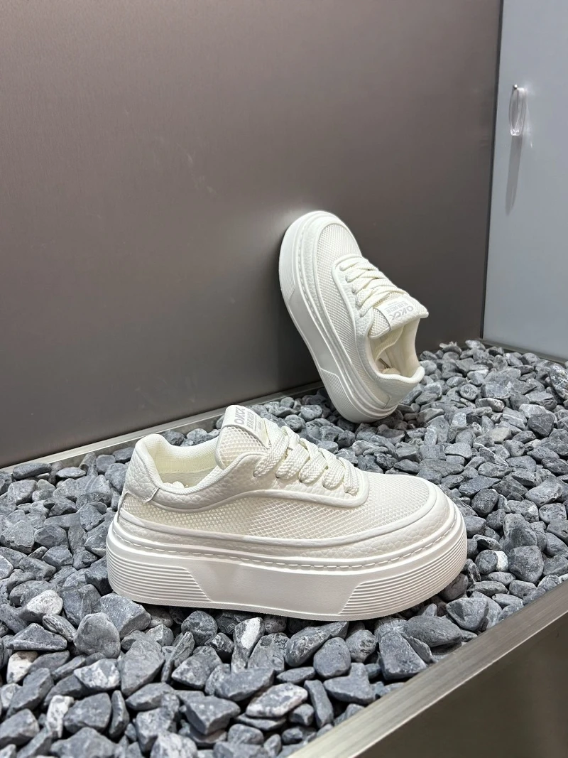 

Trendy Mesh Men's Shoes Summer Thick Bottom Casual Sports Breathable White Sneakers Versatile Korean Style Board Shoes