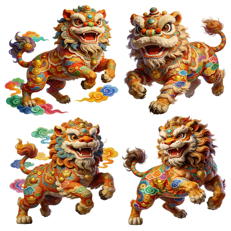 Three Ratels CEE192 Joyful Eastern Lion Dance Artistic wall stickers for home decoration car decals