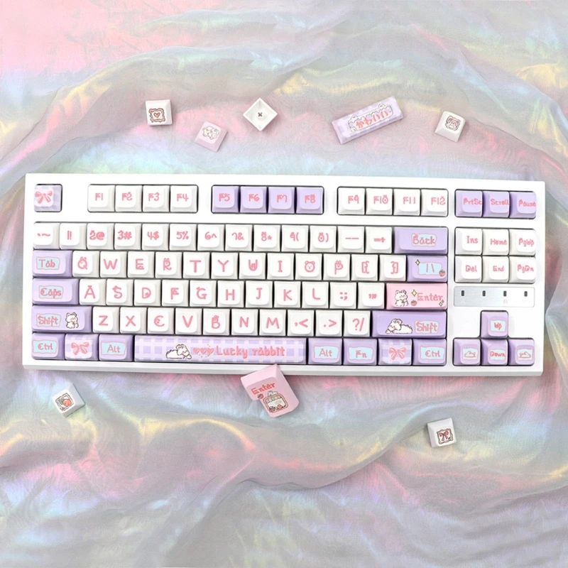 144 Keys Milk Rabbit Keycaps XDA PBT Dye-Subbed Mechanical Keyboard Keycap Set 2023