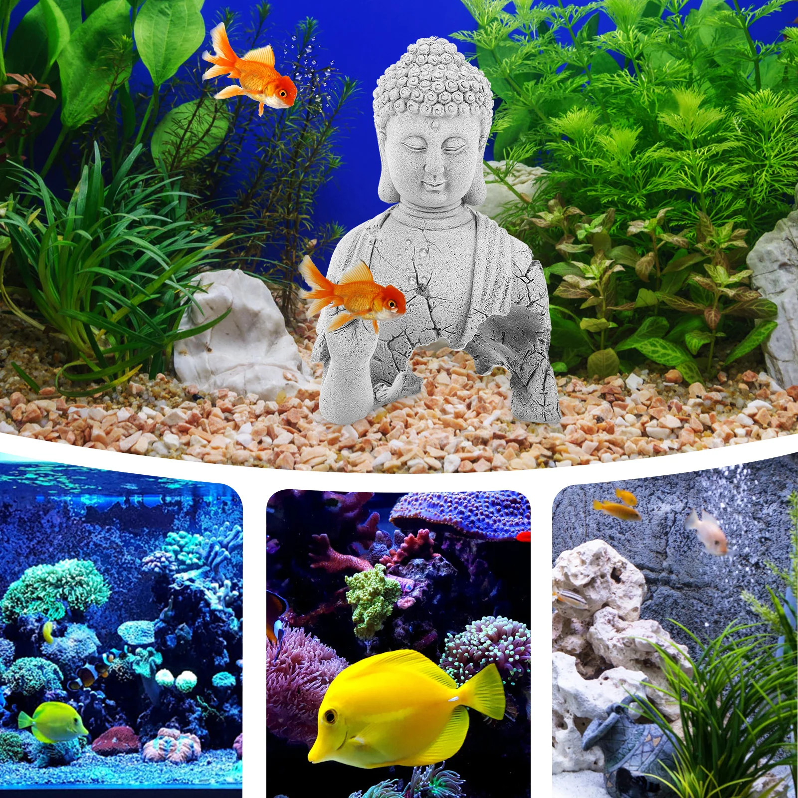 

Buddha Statue Ornament Fish Tank for Tanks Statues Flowers Small Indoor Powder Aquarium Sculpture