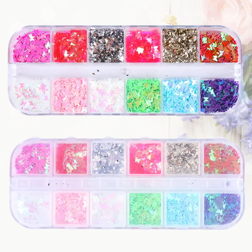2 Pcs Nail Decoration Accessories Glitter Sequins Manicure Decals Heart Sticker