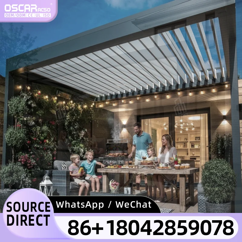 Ready to Ship Custom Modern Outdoor Louvered Sunshade Pavilion for Garden Patio Backyard pergola