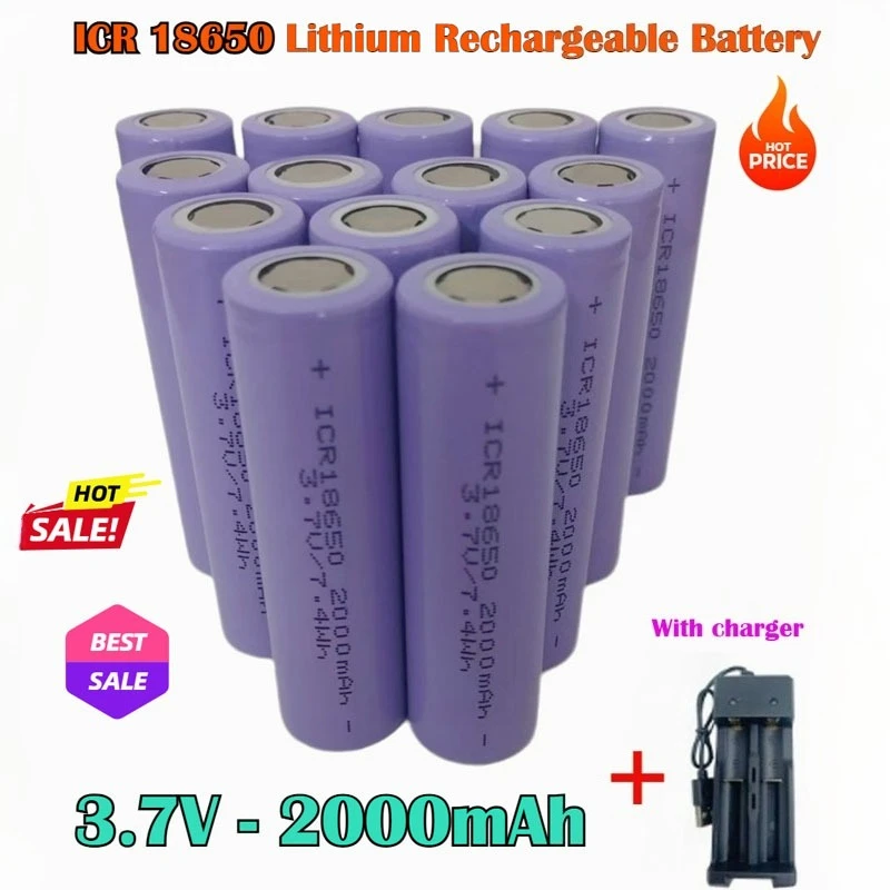 Batería ICR 18650 3,7 V 2000mAh 25A batería recargable de litio adecuada para linterna luces LED instrumentos de intercomunicación para ordenador portátil
