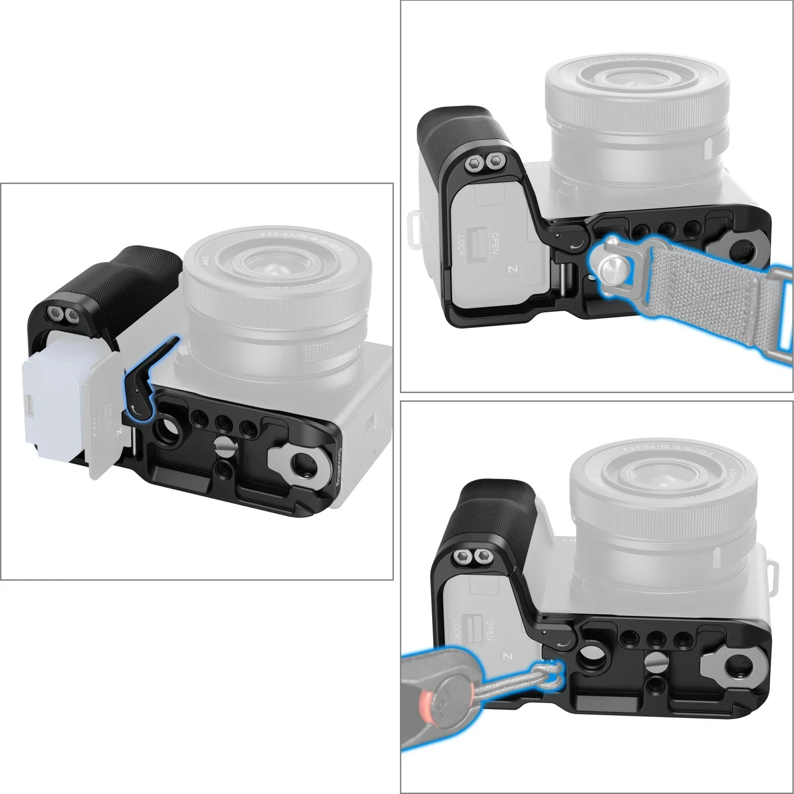 

Smallrig HawkLock Quick Release Cage Kit for Sony ZV-E10 II L-Shape Mount Plate with Wooden Handle Baseplate for SonyZV-E10II