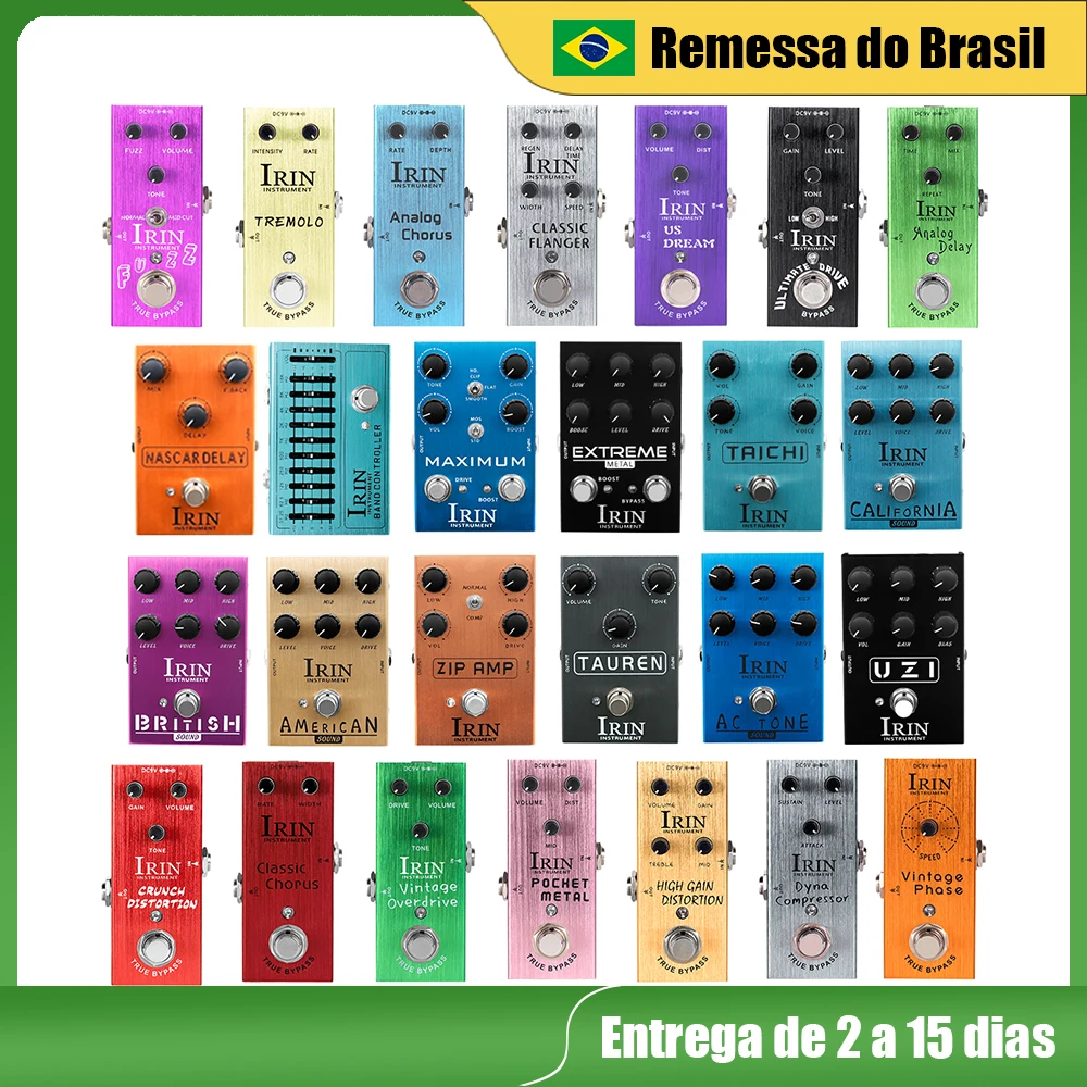 Pedal de efeito de guitarra irin, distorção de metal/10 bandas eq/compressor dyna/retardo analógico/overdrive vintage/pedal de guitarra de coro clássico